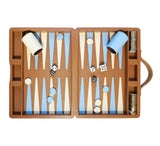 A4 Backgammon Set Games Tan / Light Blue / Ivory 