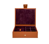 Divided Cufflink and Trinket Box Jewellery & Cufflink Boxes Soft Tan 