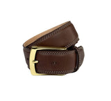 Double Stitched Calf Belt Belt Dark Brown / Gilt 32 