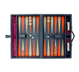 Large Backgammon Set Games Navy / Taupe / Orange 