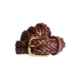 Plaited Leather Belt Belt Dark Brown 32 