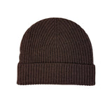 Ribbed Lambswool Hat Textiles Dark Brown 