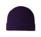 Ribbed Lambswool Hat Textiles Dark Purple 