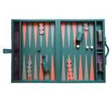 Large Backgammon Set Games Mid Green / Orange / Taupe 