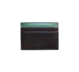 RFID Contrast Flat Card Case Credit Card Case Dark Brown / Green 